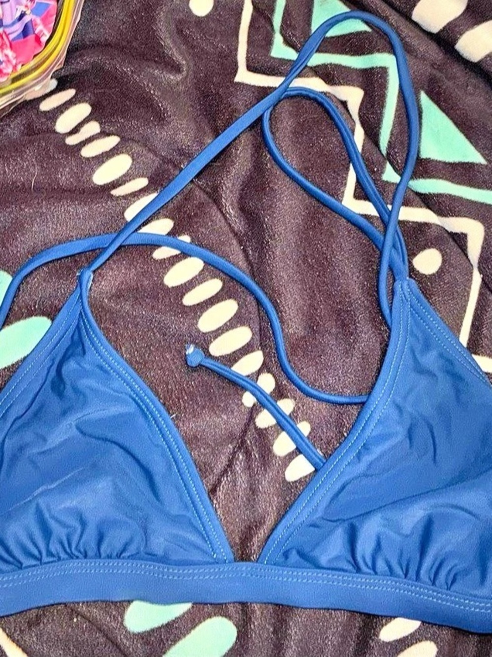 Blue Triangle Bikini Top